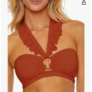 Soluna Women's Buckle Up Shirred Bandeau Bikini Top, Adjustable, Tie Back